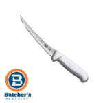 White-handled flexible fillet knife with logo