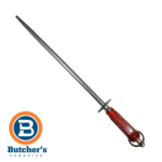 Butcher's red handled honing steel for knives