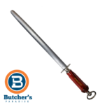 Honing steel with red wooden handle