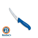 Blue-handled curved boning knife