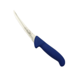 Blue-handled fillet knife with curved blade