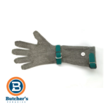Chainmail butcher's glove with green straps