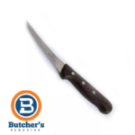 Wood-handled boning knife with Butcher's logo