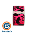 Roll of pink Quality Pork labels