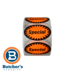 Roll of orange "Special" sale stickers