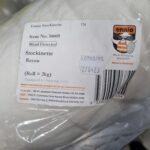 White rayon stockinette roll with label
