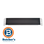 Black magnetic knife rack with Butcher's logo