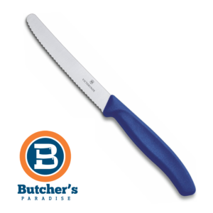 Victorinox Swiss 4″ Wavy Edge Tomato And Table Blue Handle Knife 11cm Blade | 67832