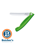Victorinox green folding serrated knife
