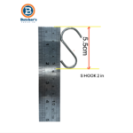 Metal S-hook beside ruler showing 5.5 cm