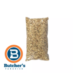 Bag of wood chips with Butcher's Paradise logo
