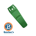 Green plastic knife sheath with Butcher's Paradise logo