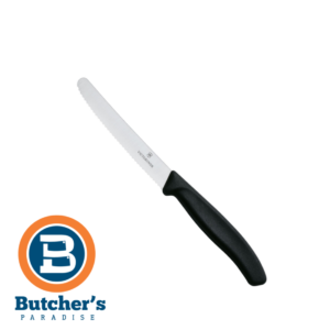 Victorinox Swiss 4″ Wavy Edge Tomato And Table Black Handle Knife 11cm Blade | 67833