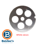 Meat grinder plate with 8–16mm holes