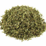 Pile of dried green herbs