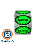 Roll of neon green "Special" stickers