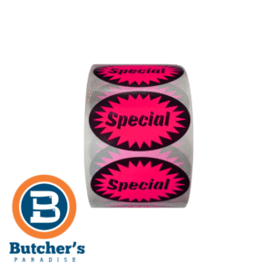 Butcher Sticker Roll 52x32mm Special Pink Oval 1000pcs