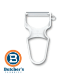 White Y-shaped vegetable peeler with Butcher's logo
