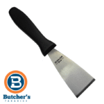 Metal putty knife with black handle