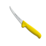 Curved boning knife with yellow handle